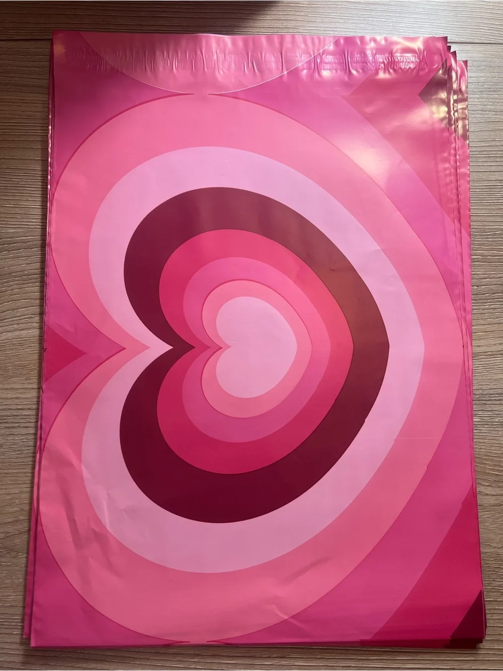 25 Pink Heart 10x13 Poly Mailers & 25 Strawberry Thank You Cards 50PC Set